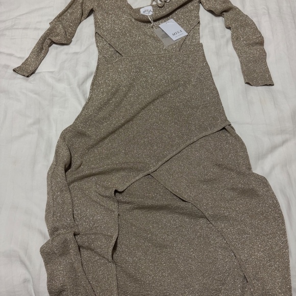 COPY - NWT Misa Los Angeles Nika Cutout Knit Dress in Gold Metallic Size: Medium - Picture 5 of 6